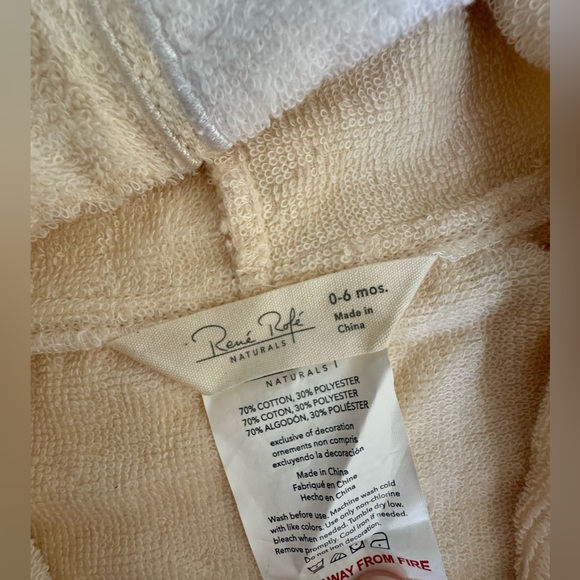 Rene Rofe Hooded Terry Fox Bath Rob 0-6 Months - Picture 2 of 2